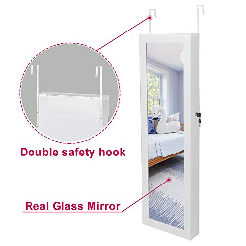 Timmyhouse Jewelry Box Large Cabinet Lockable Armoire Wall Door Mounted W/Mirror 2 Drawers #TOP3