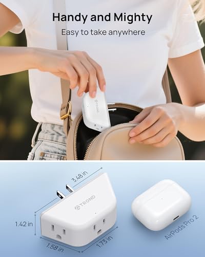 image for TROND Outlet Extender, 3-Prong Grounded Wall Plug Splitter, 3 Way Angl