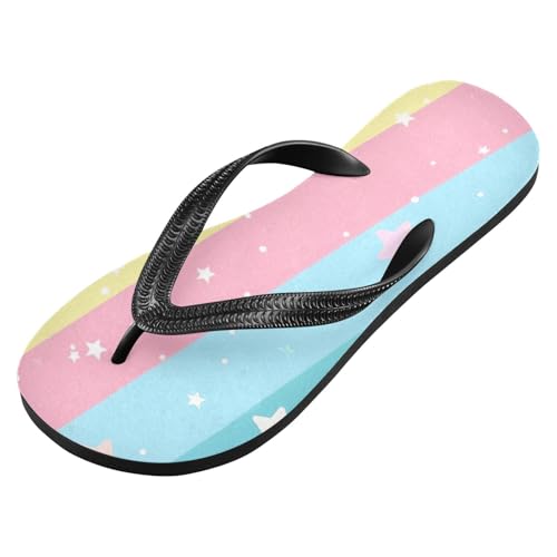 Womens Flip Flops Rainbow StripeNon-Slip Casual Beach Slippers Rubber Sandals214B3144