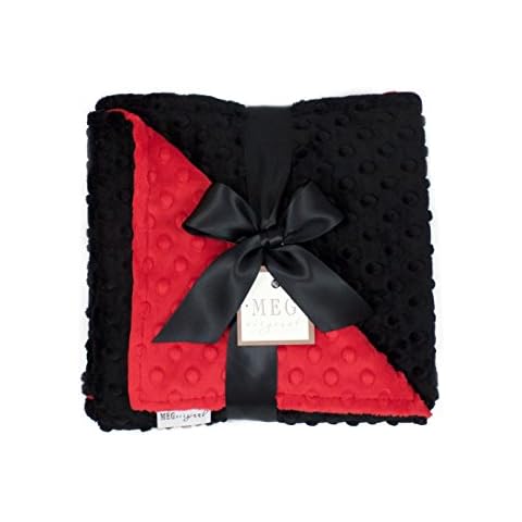 MEG ORIGINAL Red & Black Minky Dot Baby Blanket, Unisex/Gender Neutral, 1327 Cover
