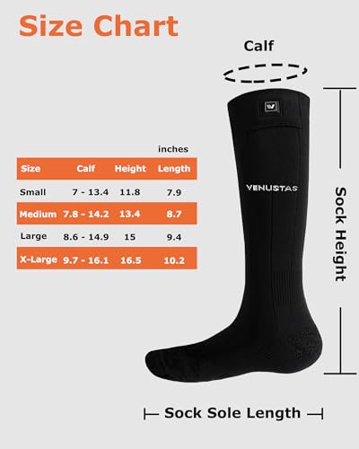 Venustas Rechargeable Heated Socks for Men and Women - Ideal for Hunting, Skiing, and Keeping Feet Warm