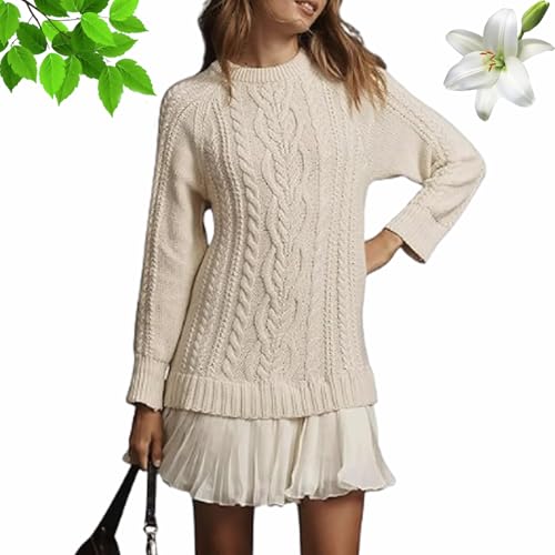 Yedvog Sweater Dress with Skirt, Cable Knit...