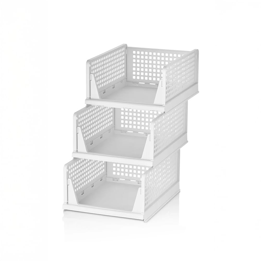 Organisateur de tiroir à 3 tiroirs pour armoire de cuisine - Système d'étagères extensibles - 3 pièces - Blanc - En plastique polyvalent