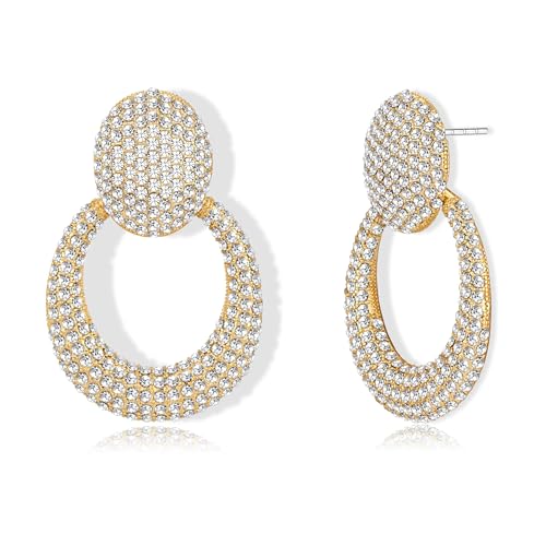 LILIE&WHITE Pendientes hipoalergénicos chapados en oro para mujer, resistentes al deslustre, regalo para ocasiones especiales-4, Latón