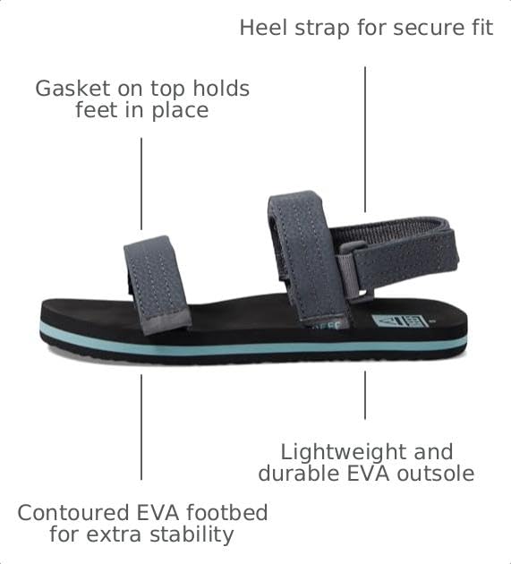 Reef Kids' Ahi Convertible Sandal, Water Friendly, Adjustable Strap, Grey/Aquifer, 1 - image 3