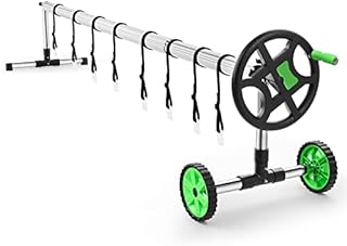 18 Feet Swimming Pool Cover Reel Set for Inground Pools Pool Solar Cover Reel Aluminum Solar Blanket Reel(Green)