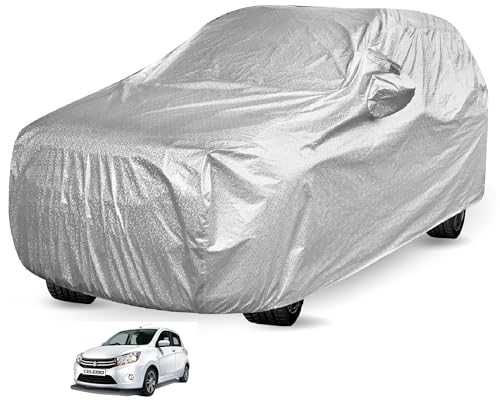 Image of Auto Hub Waterproof Car Cover Compatible with Maruti Celerio with Mirror Pocket, Soft Cotton Lining, Waterproof Celerio Car Cover- Metallic Silver
