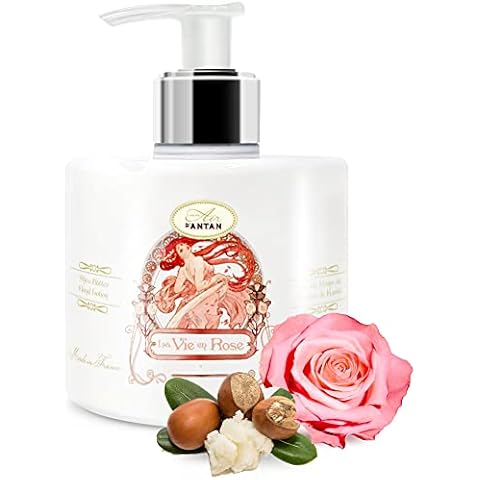 Hand Lotion With Pump ROSE 300ml Un Air d'Antan/Perfume: Rose, Peach, Patchouli/Hand Moisturiser Enriched With Argan oil and Shea Butter/No Paraben/Made In France/Hand Cream Gifts For Women/Hand Pump Cover
