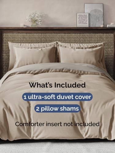 Image of Duvet Cover Oversized Queen - 3 Piece w / Zip Closure - Heathered Beige