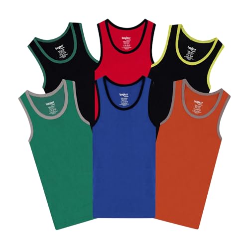 Buyless Fashion Boys Scoop Neck Tagless Undershirts Soft Cotton Tank Top (6 Pack) 9-10