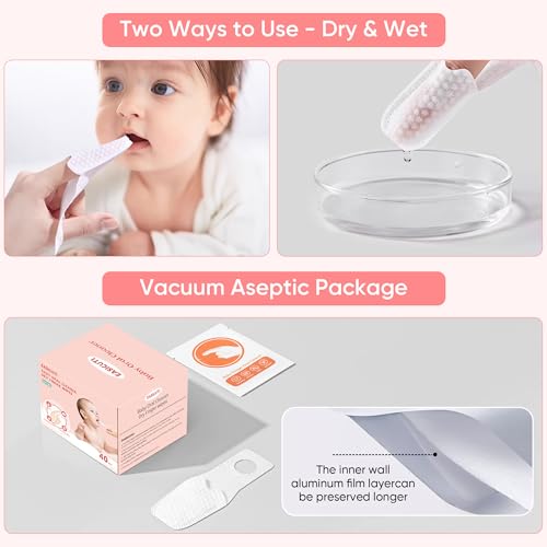 Image of EASICUTI 40Pcs Baby Finger Toothbrush, Dry Wipes Baby Toothbrush