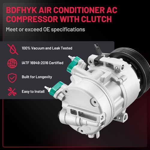 BDFHYK Air Conditioning A/C Compressor with Clutch Compatible with Hyundai Elantra 2014-2017, Compatible with Kia Forte, Forte Koup, Forte5 14-16, Soul 2014-2019, Replacement 197383 198383 97701A5800