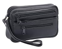 AVANCO Leder Handgelenktasche für Männer aus Rindleder (126D) Herrentasche echtes Leder Tasche Bag Neu, Schwarz, Einheitsgröße