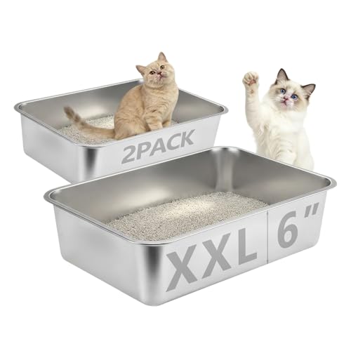 Arenero para gatos acero inoxidable 2 piezas XXL miniatura 1
