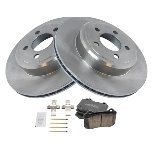 Image of TRQ Rear Brake Pad and Rotor Set Ceramic Vented Rotors Compatible with 2011-2018 Dodge Challenger 2014-2018 Charger