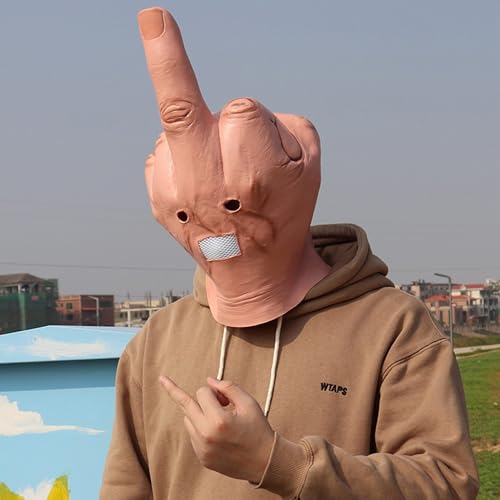 MOKRY PARTY Middle Finger Funny Head Mask Costume Party Prop Adult Middle Finger Mask - image 2