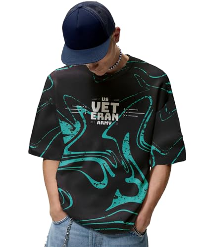 Image of FORCE Men's Stylish Cotton Blend Printed Half Sleeve Tshirt Black