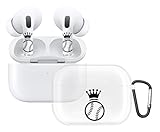 RockMax for AirPods Pro 2nd Generation Case, Clear Case with Black Keychain and Decal Stickers, Baseball Skin Wrap, for Women and Men