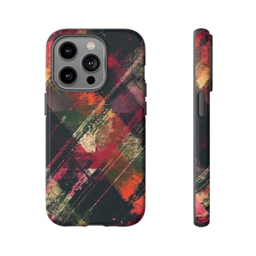 Coque iPhone 14 Pro bordeaux motif grunge abstrait - Protection rigide mate tendance