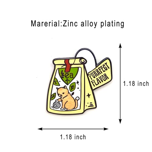 Image of Cute Cat Tea Bag Pin - Fun Series | Premium Enamel Pin - Statement Lapel Pin - Plated Badge for Clothing, Bags, Hats, Jackets, and Lanyards