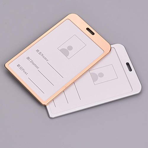 Abha i Cards-Natural Hard Metal (Aluminum Alloy) ID Card Holder/Badge with Scratch Guard for Office ID Card Pack of 3Pcs. (Vertical) (Rose Gold) 3