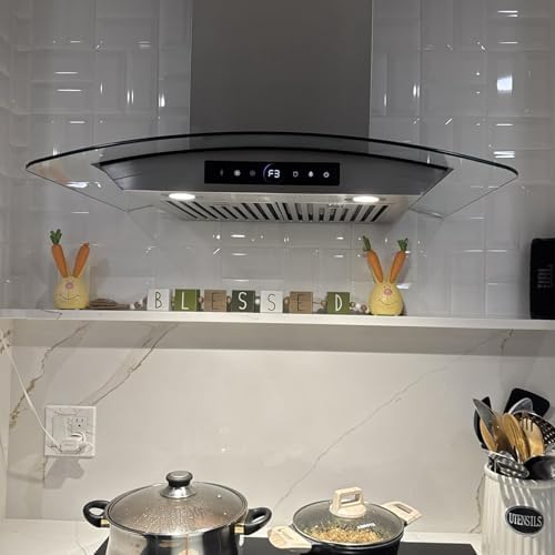 TAZPI 1200 CFM Wall Mounted Range Hood 30 Inch, Tempered Glass Model - 4