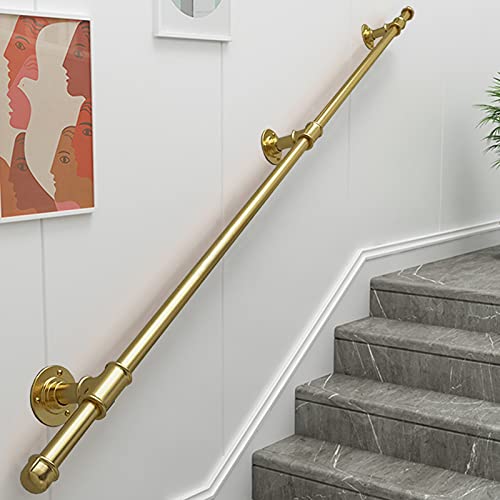 Barra de soporte de seguridad dorada moderna de hierro forjado para uso en interiores y exteriores, kit de barandillas de mano de escalera montada en la pared (400 cm)