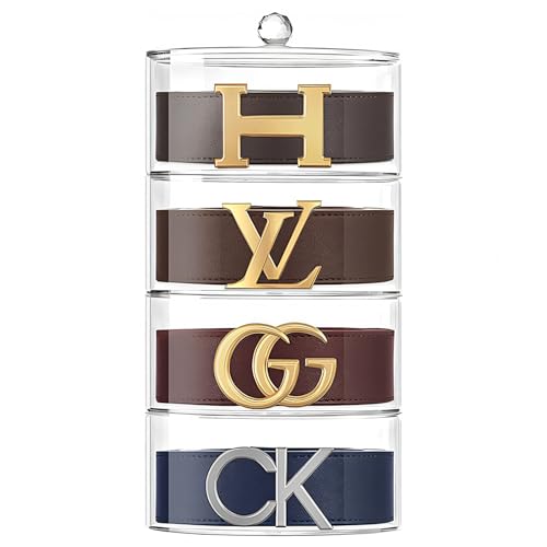 STUDIOMYO Acrylic Belt Organizer, 4 Layers Belt Organizer, Transparent Closet Accessories Organizer for Jewelry, Watches, Bracelets, Rings, Cosmetics