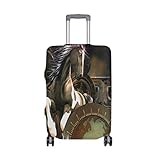  HYLH Kofferabdeckung Steampunk Super Pferd mit Uhren Superleichter Gepäckabdeckungsschutz für 18-32 Zoll