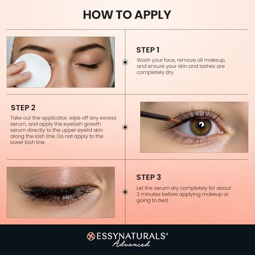 Essynaturals Eyelash Growth Serum, Premium Eyelash Serum, Lash Serum For Eyelash Growth, Eyelash Serum To Grow Lash, Irritation Free Lash Growth Serum