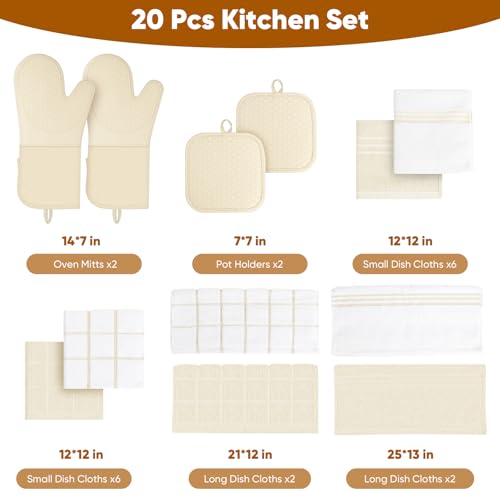 Silicone Oven Mitts Pot Holder Kitchen-Towels100% Cotton Dish Towels for Kitchen,Super Soft and Absorbent Kitchen Hand Towels/Tea Towels.Pot Holder,Oven Mitt Heat Resistant,Silicone Grip,Gift Set by HULOSAN - Image 2
