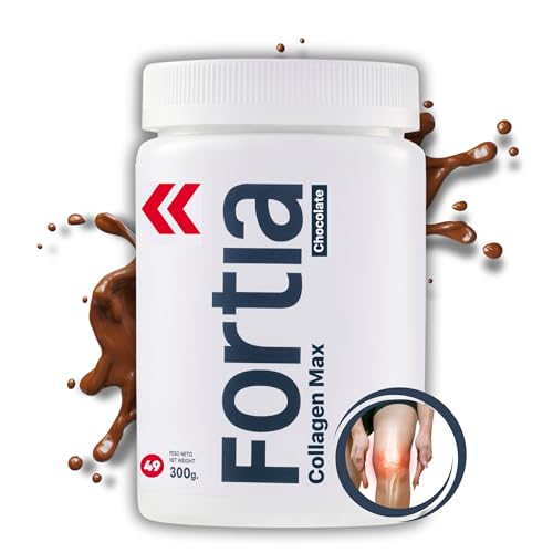 FORTIA Colageno con Magnesio y Acido Hialuronico - Colageno Hidrolizado Puro con Vitamina C | Colageno en Polvo | Suplemento Articulaciones Fuertes, Piel Joven y Huesos Sanos | Sabor Chocolate 300g