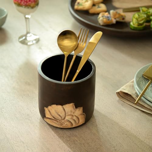 Image of Ellementry Tashi Cutlery Holder & Organizer Stand for Spoons, Forks & Knives, Modern Counter Top Tableware Storage Box for Kitchen & Dining Table, Utensil Organizer for Home & Office
