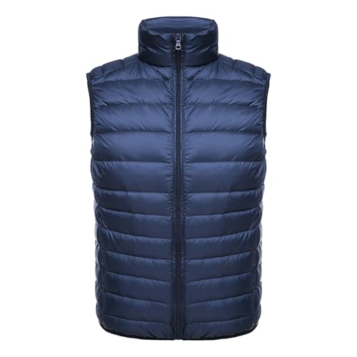 Mens Lightweight Insulated Puffer Vest Stand Collar Sleeveless Jacket Warm Down Outerwear for Work Travel - Main Image