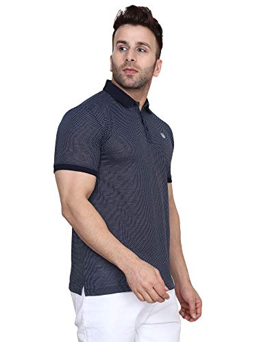 Image of ManHood Men's Summer Regular Fit Half Sleeve Casual Plain Solid Cotton Polo Neck T-Shirt with 3 Button Placket