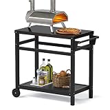 Outdoor Prep Dining Table,Movable Pizza Oven Stand, Stainless Steel Patio Bar Cart,Patio Grilling Ba