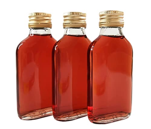 DIAH DO IT AT HOME 10 x 100 ml leere Glasflaschen 100 ml und goldene Schraubverschlüsse zum Selbstbefüllen Aufbewahrung Wein Gin