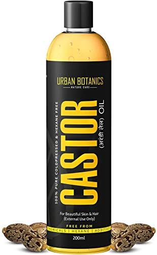 UrbanBotanics® Cold Pressed Castor Oil for Hair Growth, Skin Care, Moisturising Dry Skin, Nails, Eyelash - Virgin Grade - 200ml