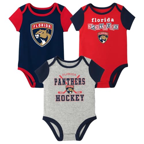 Image of Outerstuff Florida Panthers 3-Pack Team Logo Newborn/Infant Baby Bodysuit Onesie