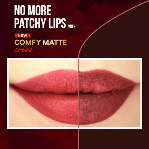 FACES CANADA Comfy Matte Creme Lipstick - Back To Basics, 4.2g | Long Stay | Creamy Matte Finish | Intense Color | Super Hydrating & Nourishing | Single Stroke Smooth Application