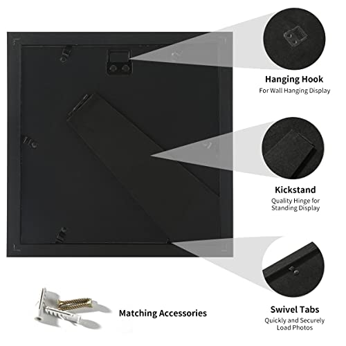 Umical 8X8 Picture Frames Set Of 2 Display 6X6 Or 4X4 Pictures With Mat Or 8X8 Pictures Without Mat Square Wood Black Photo Frames With Hd Plexiglass For Tabletop Stand And Wall Mounting #TOP4