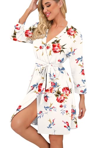 PrinStory Women Kimono Robes Short Lightweight Robe Soft Knit Sleepwear Casual Knit Bathrobe Ladies Loungewear3