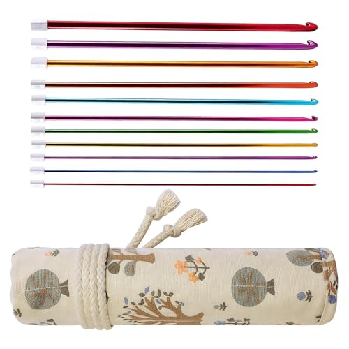 Set de ganchillo ergonómico multicolor Mimoqk para tejer mantas cómodamente