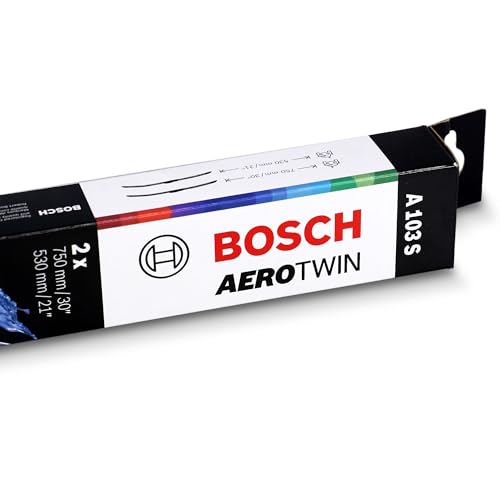 Image of BOSCH 3397014117 AeroTwin Wiper Blades - Set of 2 (30 inch& 21 inch) Side Lock 22mm | Driver and Passenger Side Original Equipment Replacement Blades