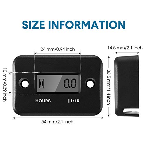 4 Pieces Hour Meters For Small Engines Inductive Digital Engine Meter Automatically Shutdown Tachometers Small Hour Tachometers For Motorcycle Lawn Mower Generator Chainsaws (Black) #TOP2