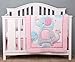 2 PCs Pink Elephant Nursery Crib Bedding Set Quilt Fitted Sheet Elephant Baby Girls Bedding Set
