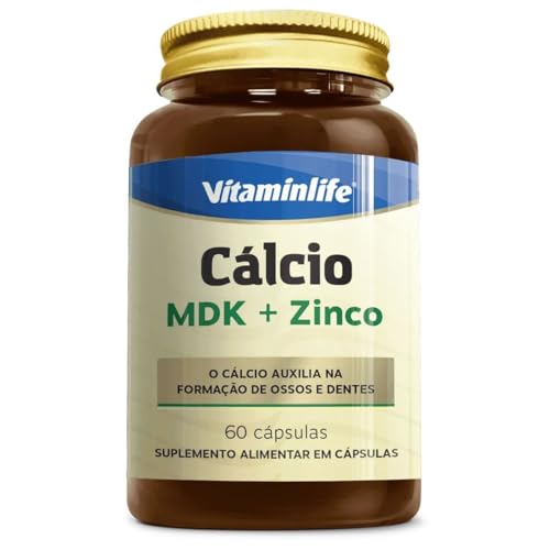 Suplemento Vitamínico Vitaminlife Calcio MDK + Zinco - 60 Cápsulas