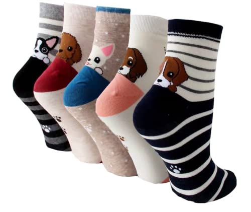 Chaussettes Fantaisie Femme Chaussettes Animaux,5 Paire Femme Chaussettes en Coton Fille Chaussettes Mignonnes Socquettes Doux Cadeau Femme EU 36-41