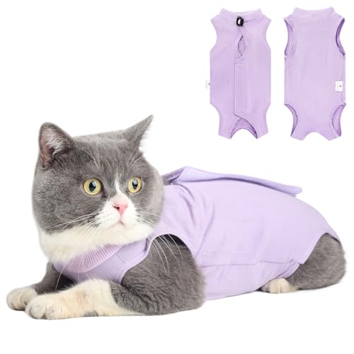 Cat Recovery Suit for Abdominal Wounds or Skin Diseases Cat Onesie for Cats After Surgery Female Kitten Recovery Suit Breathable E-Collar Alternative for Cats After Spay Anti Licking Wounds