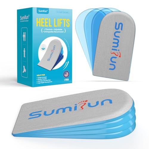 Heel Lift Inserts for Women Shoes - Sumifun 4 Layers Adjustable Orthopedic Shoe Lifts for Uneven Legs - Gel Heel Inserts for Leg Length Discrepancy (Size S,Blue)